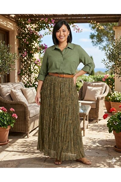 elma abone FUSTĂ DIN ȘIFON PENTRU FEMEI MĂRIMI MARI - SET CU CĂMAȘĂ