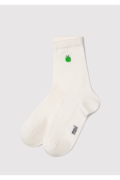 Mavi Elma Embroidered Ecru Socks 1913809-20454