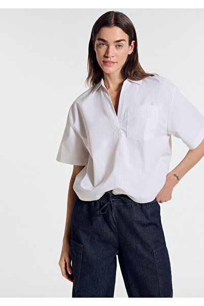 Mavi Short Sleeve Pocketed Ecru Blouse 1211377-82759
