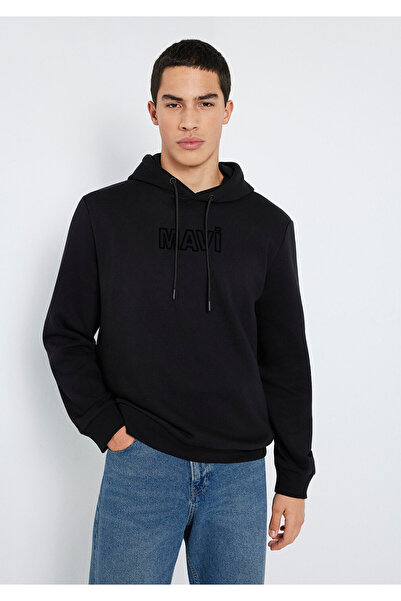 Mavi Logo Printed Hooded Black Sweatshirt 0S10549-900