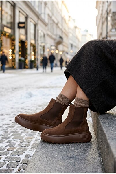 Lufian Cizme de damă piele Monı Deve Tüyü cu talpă înaltă