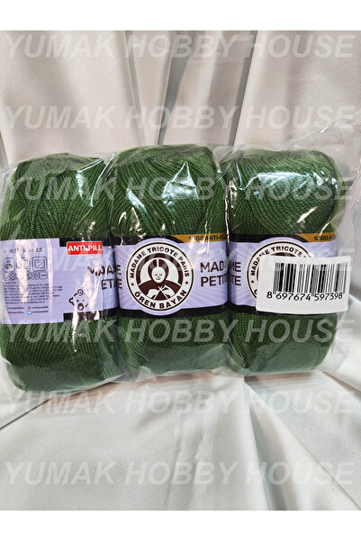 Ören Bayan MADAME PETİTE AntiPilling Yosun Yeşili El Örgü İpi (3 Adet) (Amigu...