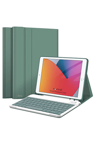 NovStrap iPad 7. 8. 9. Nesil 10.2 inç Uyumlu Bluetooth Klavyeli Tablet Kılıfı...