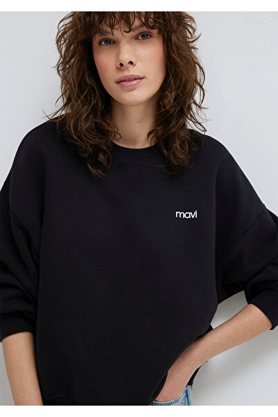 Mavi Logo Baskılı Siyah Sweatshirt 1S10490-900