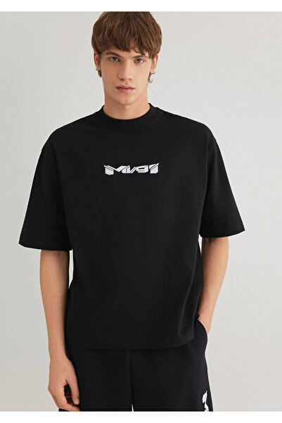 Mavi MV91 Tricou negru cu detaliu de broderie Box Fit 0612576 -900