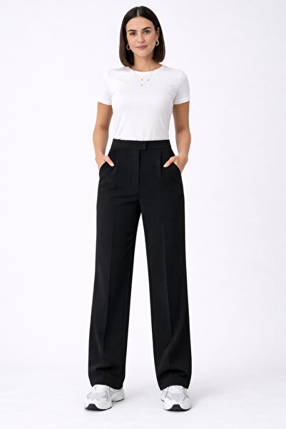 trendalisse Pantaloni Palazzo tricotați cu talie înaltă din lycra și velcro