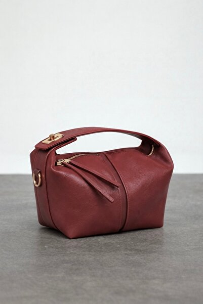 Çantacımstore Women's Archel Leather Clutch Bag Claret Red