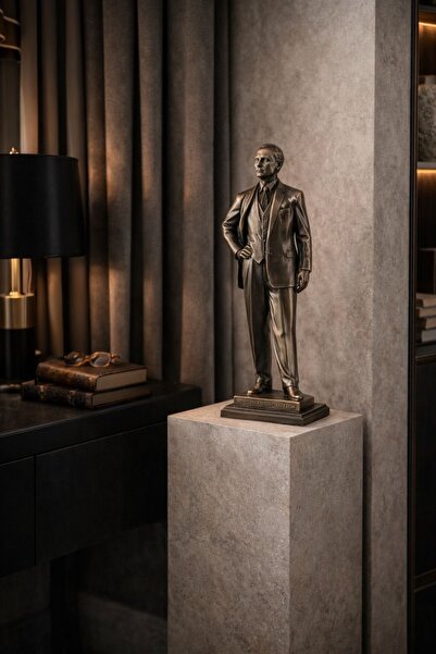Nun Studio Atatürk Dekoratif Biblo – Antik Metal FÜME Görünümlü Mustafa Kemal...