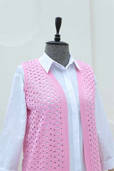 Modamorfo حياكة دانتيل سترة - وردي