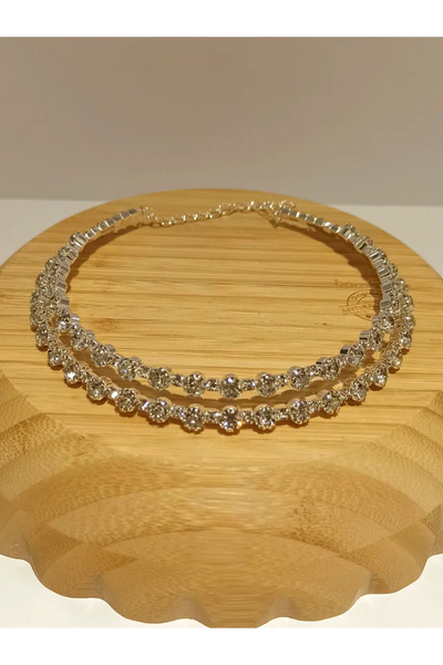 Monalisa Home Gümüş Renk Lüks Parlak Gösterişli Abiye Kolye