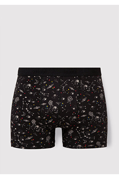 Mavi Galaksi Baskılı Siyah Boxer 092084-900
