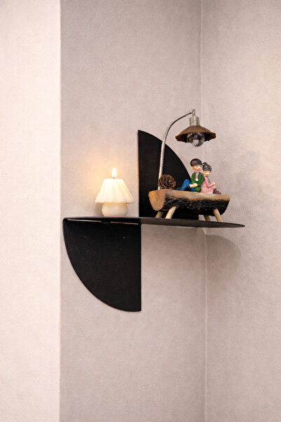 VENON Egzotik Siyah Metal Yar Duvar Rafı – Dekoratif Half Moon Shelf – Modern...