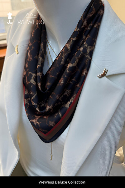 Weweus وشاح باندانا فاخر من الساتان ذو حافة حمراء طبعة الفهد