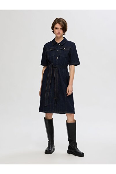 Selected Femme Jeanskleid Kurzärmeliges