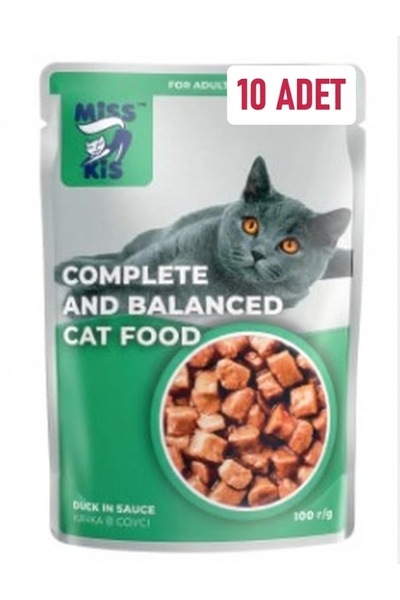 Miss Kis Pouch Yetişkin Kedi Maması Ördek Etli 100 Gr 10 lu paket