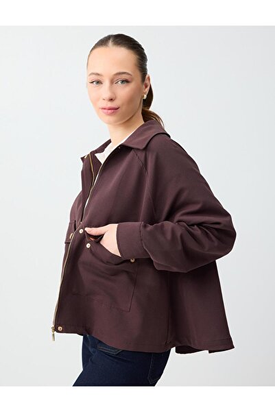 Jimmy Key Bitter Brown Loose Jacket Collar Woven Jacket