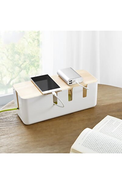 Arabest Cable Management Box with Bamboo Lid, Cord Organizer for Power Strips...