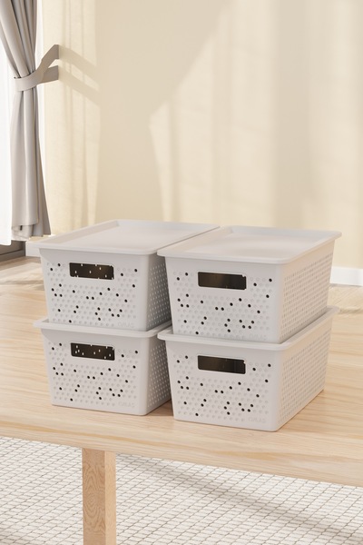 Mutfak Köşesi صندوق تخزين بغطاء من سول 4 LT مكون من 3 قطع - مجموعة منظم خزانة...