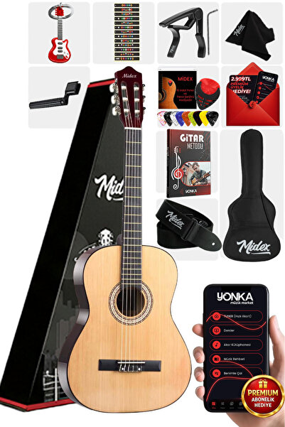 Midex Cg-270nt Doğal Renk Klasik Gitar 4/4 Yetişkin Boy Sap Ayarlı Full Set