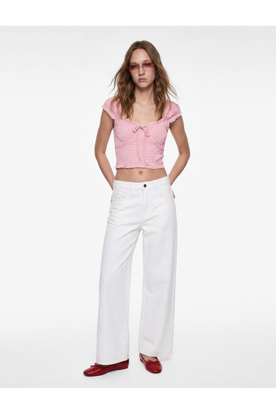 Koton Bluză Bürümcük cu decolteu în V și mânecă scurtă slim fit