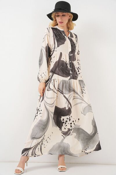 Hiccup Φόρεμα μάξι με μοτίβο με λαιμόκοψη σε σχήμα V με κουμπιά BDART