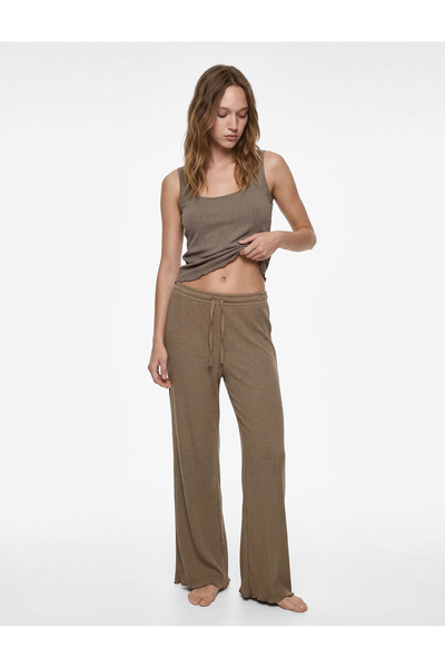 Koton Viscose Blend Elastic Waist Pajama Bottoms