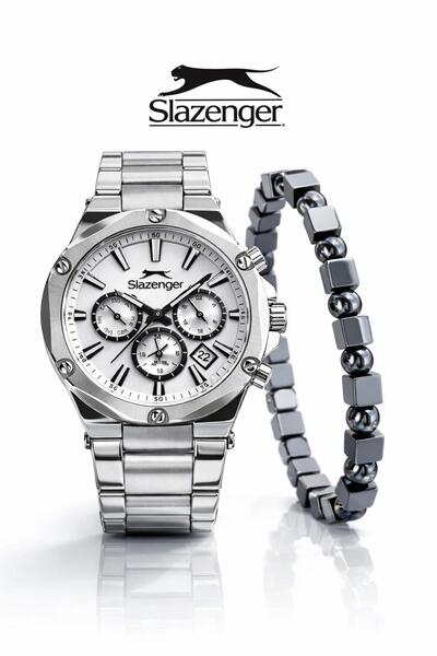 Slazenger Özel Kutulu Çelik 42 MM Erkek Kol Saati Bileklik Hediyeli