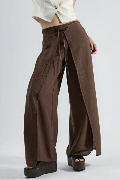 Hiccup Pantaloni din crep BUSEM cu talie cu șnur și noduri