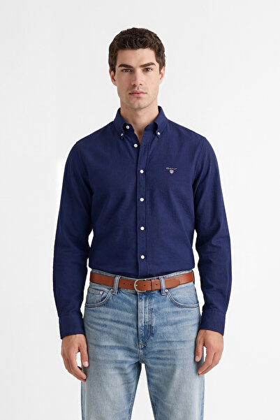 Gant Erkek Mavi Düğmeli Yaka Logolu Gömlek