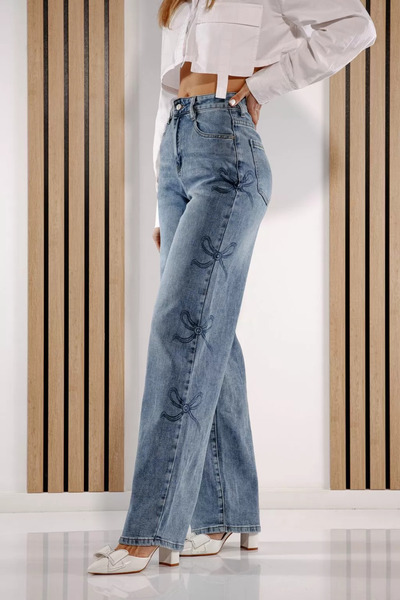 Zaira Blugi Wide Leg Dama Elaine Albastri #A1377 - XL