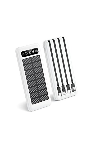 ÇELİKWORK 10000mah Güneş Enerjili 2usb Mikro Lightning Iphone Type-c Kablolu ...