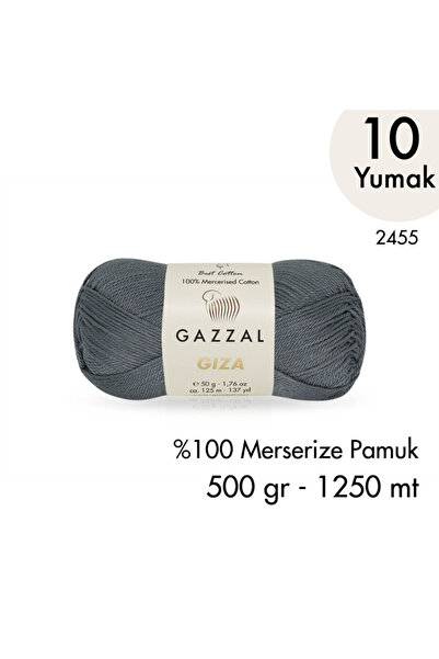 Gazzal Giza 2455 Merserize Pamuk El Örgü İpliği 500 gr
