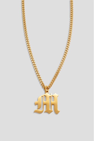 UKHWD SUPPLY 316L Çelik Gotik M Harf Kolye KA1109AL