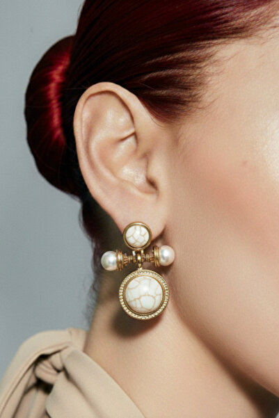 Luce İstanbul Perle Küpe Krem Marble