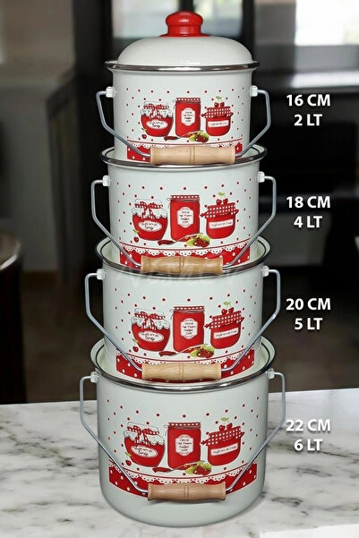 Nishev.com Evini Sev Zarif Italyan Reçel Emaye Yoğurt, Tahıl, Bakliyat Tencer...