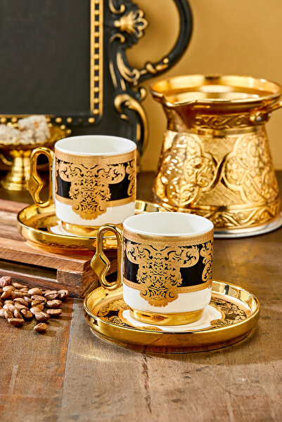 Cooker طقم فناجين قهوة من البورسلين سعة 90 مل لشخصين من رويال كريست CKR3870