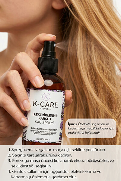 K K-CARE Cosmetics Elektriklenme Karşıtı Saç Spreyi 250 ml