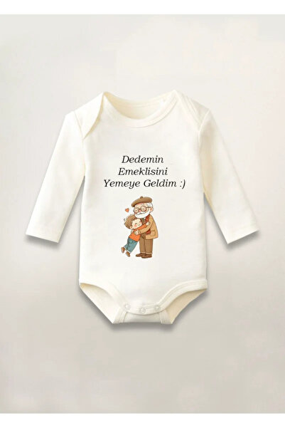 MODA Retired Grandpa Printed Cotton Long Sleeve Snap Fastener Baby Bodysuit U...