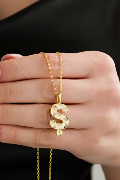 AcestesDesign 925 Ayar Gümüş Ş Harf Kolye A & Z Harfi 50 cm Zincirli Lazer Ka...