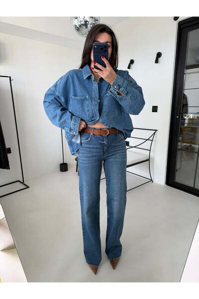 Bade Butik جينز أزرق حافة غير مكتملة أنجل ستريت