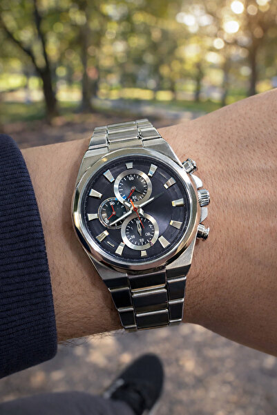 İSTLİV Men's Silver Color Cord Navy Blue Dial Analog Wristwatch