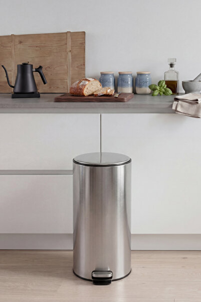 5FIVE Delta Modern Metal Pedallı, 30 L, Çelik Çöp Kutusu, Koku Filtreli, Temi...