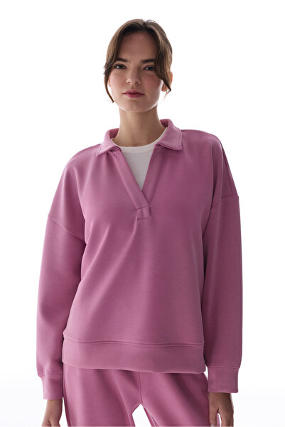 Penti Rose Pink Polo Neck Modal Sweatshirt