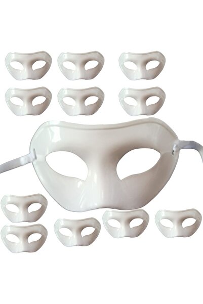 partidolu 12 قطعة من قناع الحفلة الراقصة البلاستيكي الأبيض الصلب