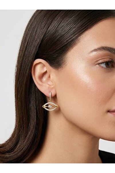 aurora dükkan Steel Zircon Stone Eye Earrings