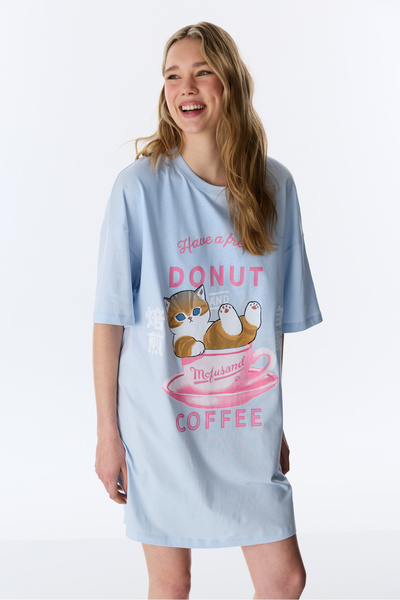 Penti Light Blue Lic Mofusand Cotton Pack Nightgown