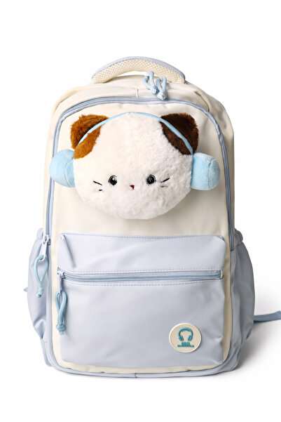 Ecrou Blue-White 3D Kitten School Backpack