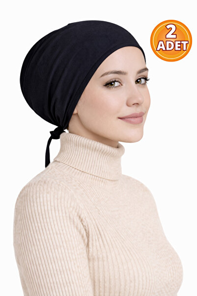 Jusmart 2 Pieces of Black Pre-Sewn Combed Cotton Bonnets with Cotton Pieces o...