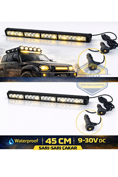 KAPOTO 45cm Off Road Led Projektör Çakar Işık Sarı-Sarı 9V-30V Araç Üstü Led Bar