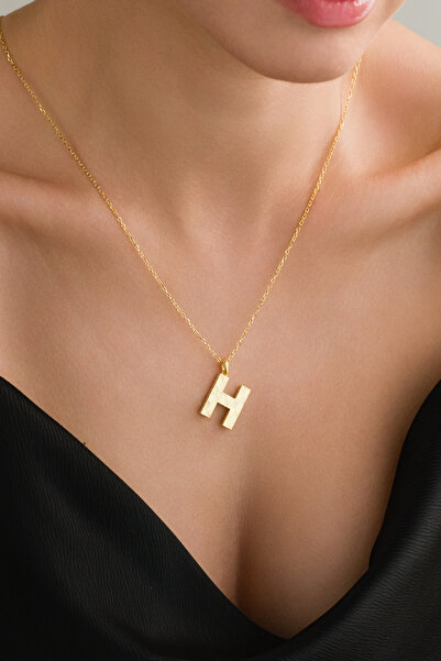 AcestesDesign 925 Ayar Gümüş H Harf Kolye A & Z Harfi 50 cm Zincirli Lazer Ka...